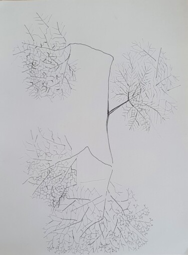 Tekening getiteld "végétal graphique n…" door Evelyne Siaudeau, Origineel Kunstwerk, Balpen