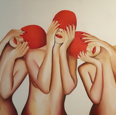 Pintura titulada "Les Bonnets Rouges" por Evelyne Sie, Obra de arte original, Oleo
