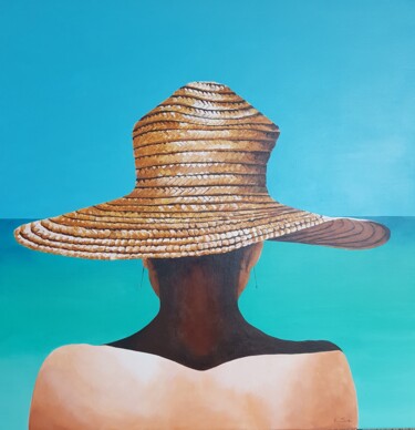 Painting titled "Dame Chapeau" by Evelyne Sie, Original Artwork, Acrylic Mounted on Wood Stretcher frame