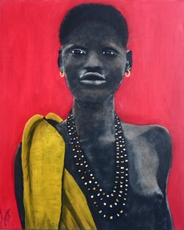 Peinture intitulée "african-panther.jpg" par Evelyne Weber, Œuvre d'art originale, Acrylique