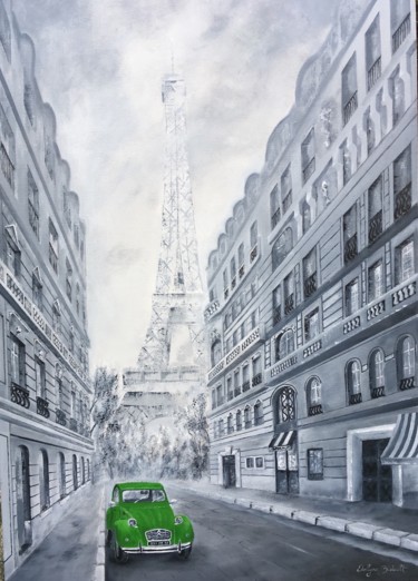 Pittura intitolato "Paris en deux pattes" da Evelyne Bidault, Opera d'arte originale, Acrilico Montato su Telaio per barella…