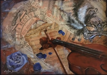 Pittura intitolato "Au gré du violon" da Evelyne Bidault, Opera d'arte originale, Acrilico