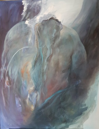 Peinture intitulée "Le Lutteur" par Evelyne Chabaud, Œuvre d'art originale, Huile