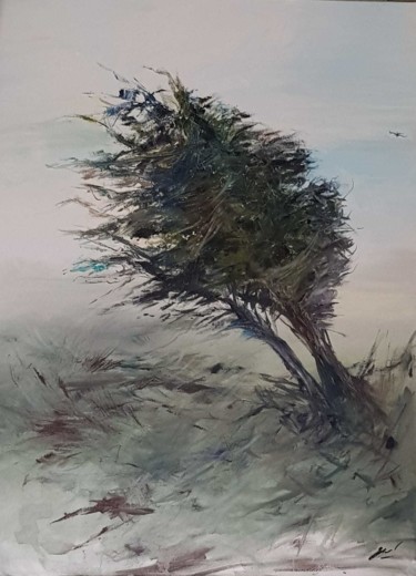 Peinture intitulée "Du vent dans les br…" par Evelyne Chabaud, Œuvre d'art originale, Huile