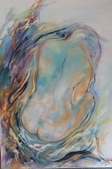Картина под названием "Nu" - Evelyne Chabaud, Подлинное произведение искусства, Масло Установлен на Деревянная рама для носи…