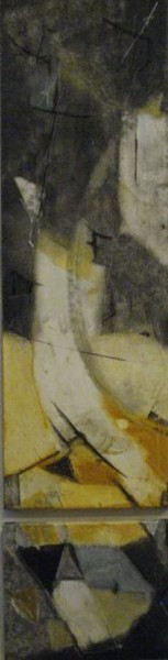 Pittura intitolato "Diptyque ocre jaune…" da Evelyne Dominault, Opera d'arte originale, Acrilico
