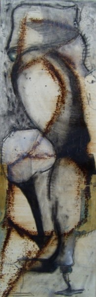 Peinture intitulée "le poids des plumes…" par Evelyne Dominault, Œuvre d'art originale, Huile