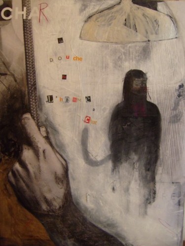 Pittura intitolato "la douche de l'homm…" da Evelyne Dominault, Opera d'arte originale, Olio