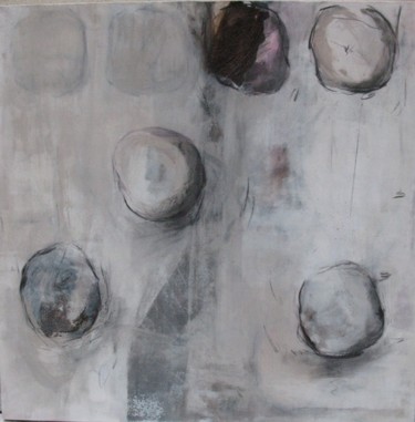 Painting titled "5 boules deformees" by Evelyne Dominault, Original Artwork, Oil