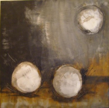 Peinture intitulée "2 boules déformées…" par Evelyne Dominault, Œuvre d'art originale, Huile
