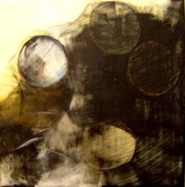 Peinture intitulée "4 boules déformées…" par Evelyne Dominault, Œuvre d'art originale, Huile