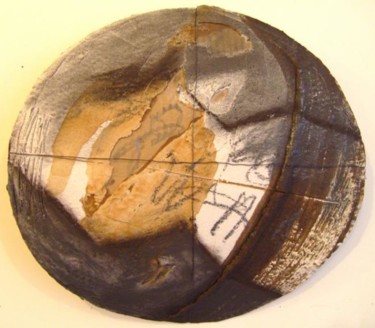 Malerei mit dem Titel "disk I" von Evelyne Dominault, Original-Kunstwerk, Öl