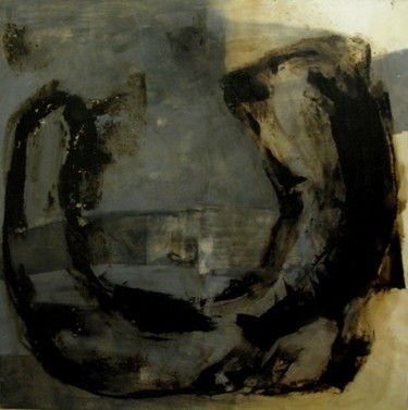 forme bitume, feuille d'or Peinture intitulée "forme bitume, feuil…" par Evelyne Dominault, Œuvre d'art originale, Huile