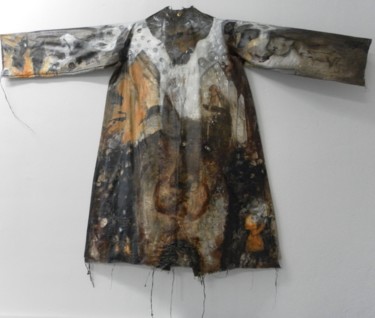 Schilderij getiteld "kimono bestiaire au…" door Evelyne Dominault, Origineel Kunstwerk, Olie