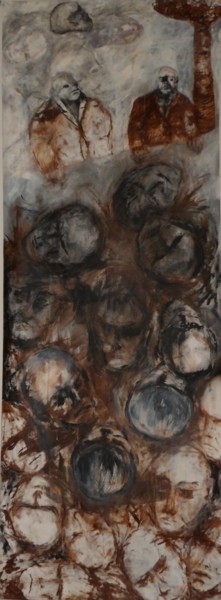 Peinture intitulée "LES TETES PENSANTES" par Evelyne Dominault, Œuvre d'art originale, Huile