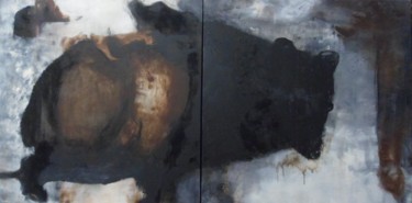 Картина под названием "l'ours qui a vu l'h…" - Evelyne Dominault, Подлинное произведение искусства, Акрил