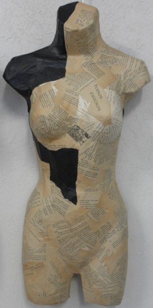 Skulptur mit dem Titel "buste-toinon-d-avig…" von Evelyne Dominault, Original-Kunstwerk, Papier