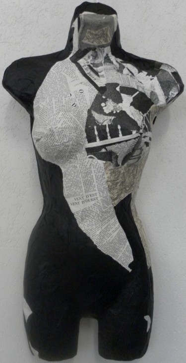 Sculpture titled "buste vent d'est ve…" by Evelyne Dominault, Original Artwork, Mixed Media