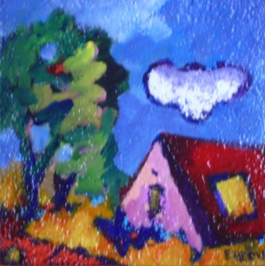 Peinture intitulée "la grange du père I…" par Evelyne Hervé, Œuvre d'art originale, Autre