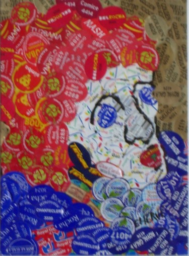 Peinture intitulée "label en rouge maje…" par Evelyne Hervé, Œuvre d'art originale, Huile