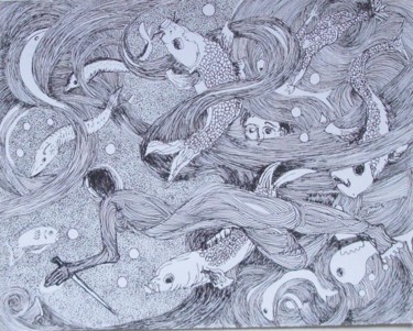 opus marine Peinture intitulée "opus marine" par Evelyne Hervé, Œuvre d'art originale, Huile