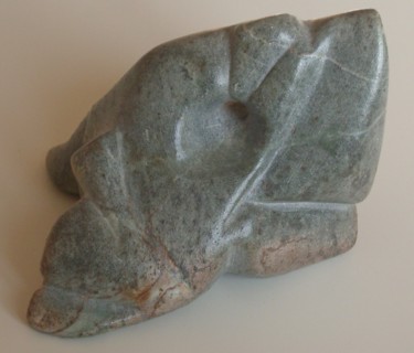 Sculpture titled "l'oeil du tigre" by Evelyne Hervé, Original Artwork, Stone