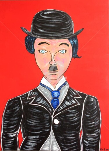 Pintura intitulada "Chaplin" por Eve.J, Obras de arte originais, Acrílico