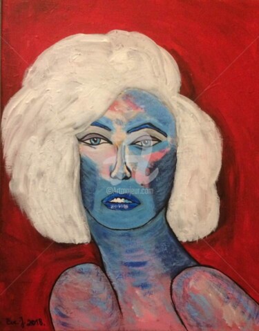 Peinture intitulée "femme aux cheveux b…" par Eve.J, Œuvre d'art originale, Acrylique