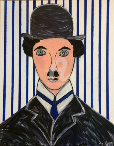 Malerei mit dem Titel "Chaplin2" von Eve.J, Original-Kunstwerk, Acryl