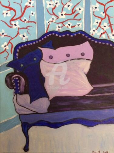 Peinture intitulée "Le fauteuil bleu" par Eve.J, Œuvre d'art originale, Acrylique