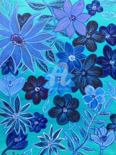 绘画 标题为“La vie en bleu” 由Eve.J, 原创艺术品, 丙烯