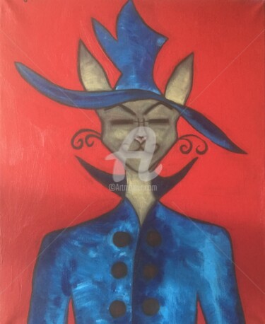 Schilderij getiteld "Man in blue" door Eve.J, Origineel Kunstwerk, Acryl