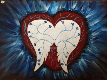 Peinture intitulée "Angel-heart" par Eve.J, Œuvre d'art originale, Acrylique