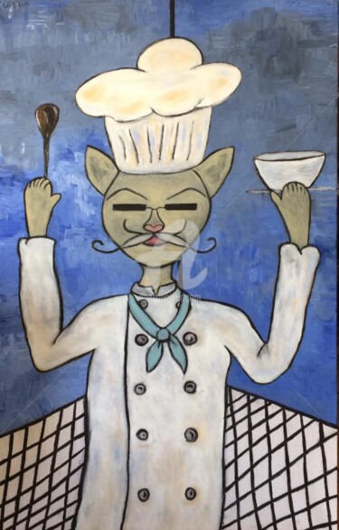Painting titled "Nelson Master Chef" by Eve.J, Original Artwork, Acrylic