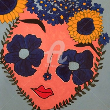 Peinture intitulée "Flower Lady" par Eve.J, Œuvre d'art originale, Acrylique