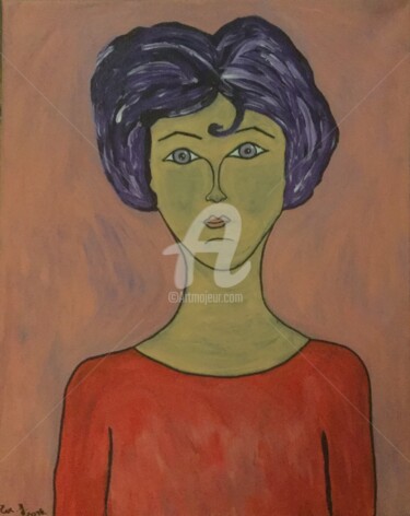 Painting titled "La femme aux cheveu…" by Eve.J, Original Artwork, Acrylic