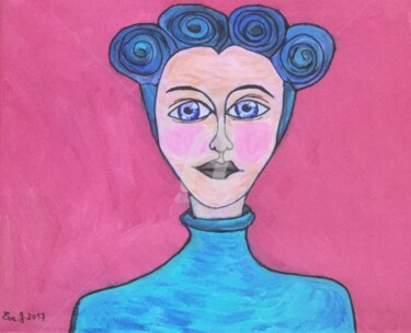 Peinture intitulée "La femme aux bigoud…" par Eve.J, Œuvre d'art originale, Acrylique