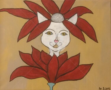 Peinture intitulée "La fleur rouge" par Eve.J, Œuvre d'art originale, Acrylique