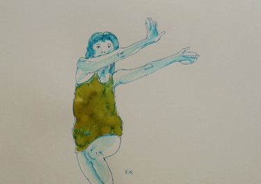 Dessin intitulée "Rêve de danse" par Evelyne Michel, Œuvre d'art originale, Encre