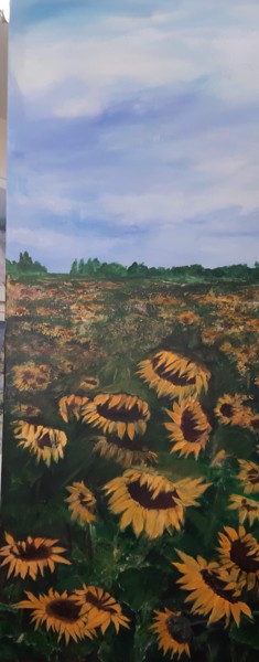 Painting titled "Les tournesols" by Evelyne Richer, Original Artwork, Acrylic