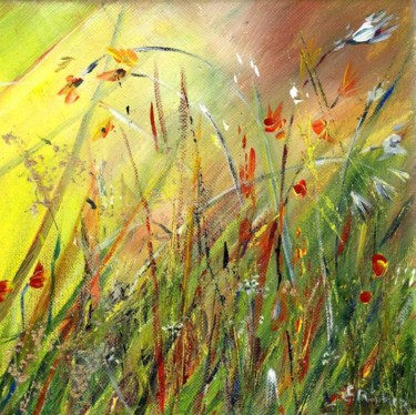 Painting titled "HERBES" by Evelyne Richer, Original Artwork