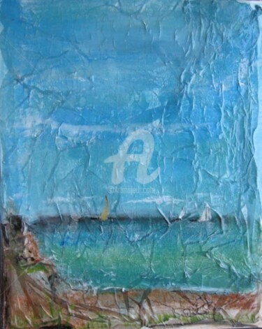 Peinture intitulée "le vent sur la mer" par Evelyn Losier, Œuvre d'art originale, Huile