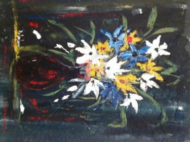 Peinture intitulée "caraffe-en-fleur24-…" par Evelyn Losier, Œuvre d'art originale