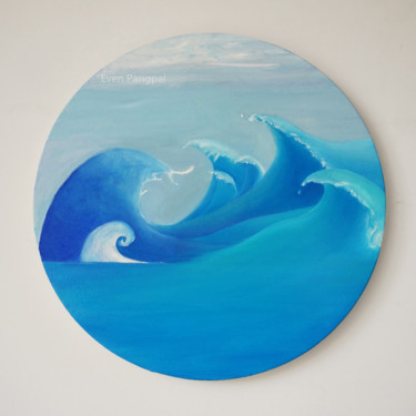 Painting titled "Surging waves by Ev…" by Even Pangpai, Original Artwork, Oil