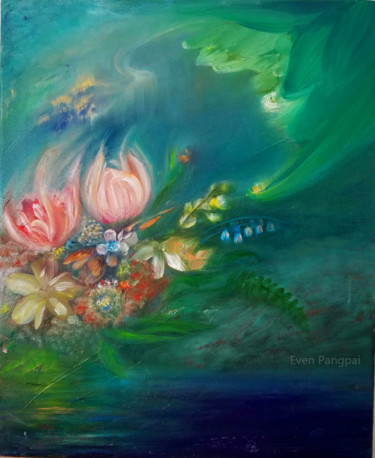Painting titled "Blooming by Even Pa…" by Even Pangpai, Original Artwork, Oil