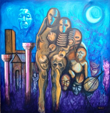 Painting titled "Desincarnés" by Evens Arcelin, Original Artwork, Acrylic