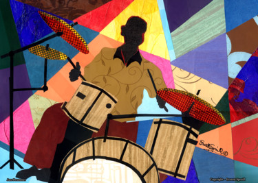 Painting titled "jazz-drummer-2012-h…" by Everett Spruill, Original Artwork