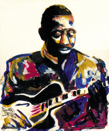 Painting titled "Wes Montgomery" by Everett Spruill, Original Artwork, Acrylic