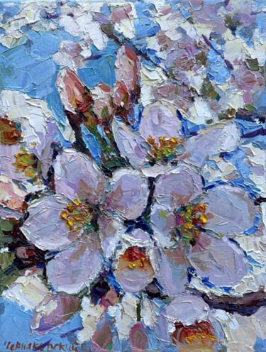 Ζωγραφική με τίτλο "Flowering tree" από Evgeny Chernyakovsky, Αυθεντικά έργα τέχνης, Λάδι Τοποθετήθηκε στο Ξύλινο φορείο σκε…