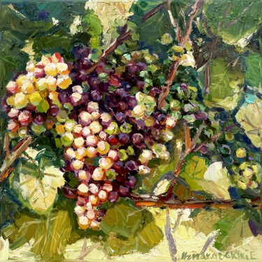 Pintura titulada "Grape bush" por Evgenii, Obra de arte original, Oleo Montado en Bastidor de camilla de madera